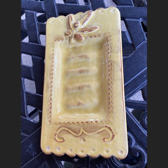 French Pottery Soap Dish - Fleur de Terre - Olive Branch - Picture 3 of 7